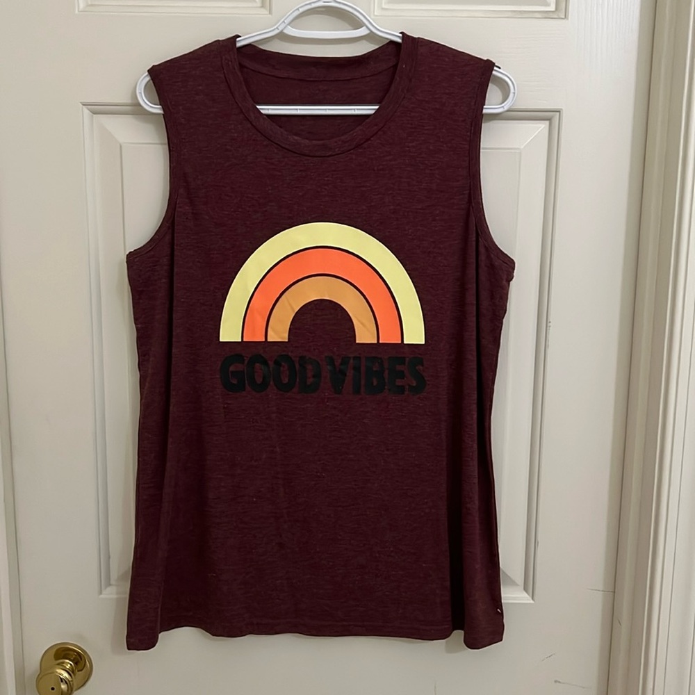 Burgundy Good Vibes Tank Top Size L